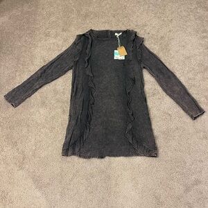 Umgee Ruffle Front Long Sleeve Dress